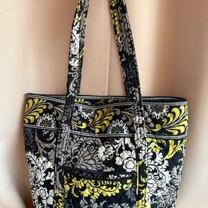 Vera Bradley Black, Yellow & Gray Quilted Floral Tote